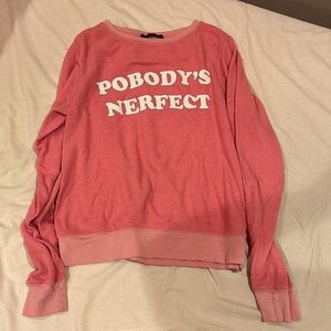 Wild fox pink pobodys nerfect sweater size small